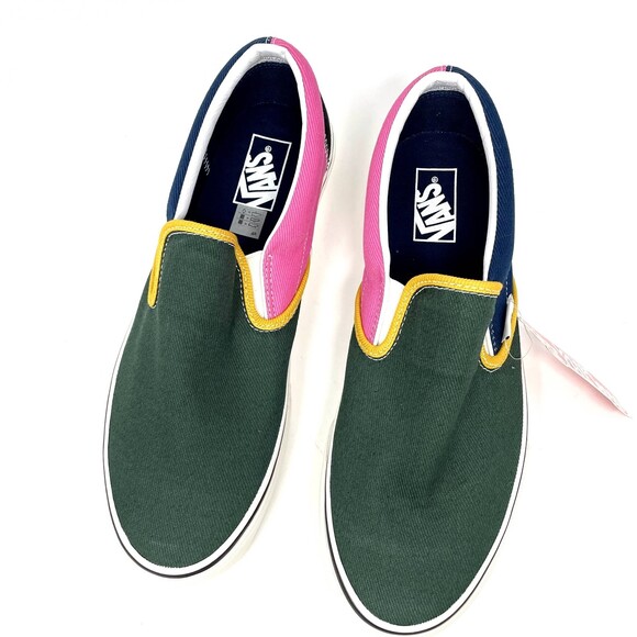 Vans Classic Slip-On Varsity VN0A4BV3V9H Mens Size 10.5 NEW Multi color Green - Picture 3 of 9